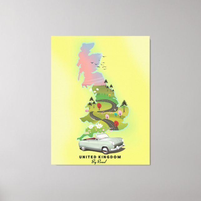 Toile Royaume-Uni ' Par la route' Affiche de voyage vint (Recto)
