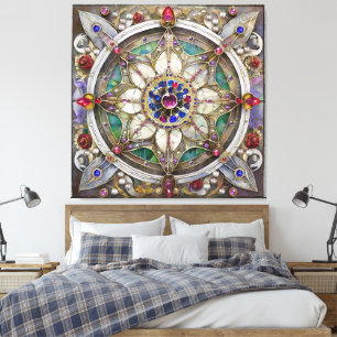 Toile Ruby, Amethyst, Sapphire et Pearl Mandala