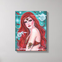 Ruby Carmina red mermaid art par Renee Lavoie