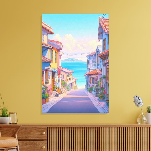 Toile Rue côtière pastel d'Okinawa (Insitu(Salon))