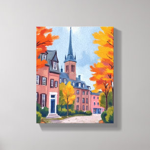 Toile Rue de village européen aquarelle voyage