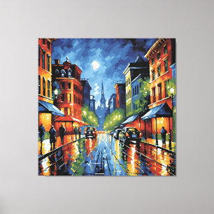 Toile Rue Moonlit City