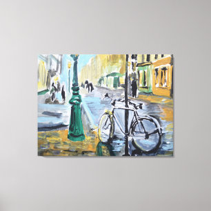 Toile Rue parisienne avec bicyclette