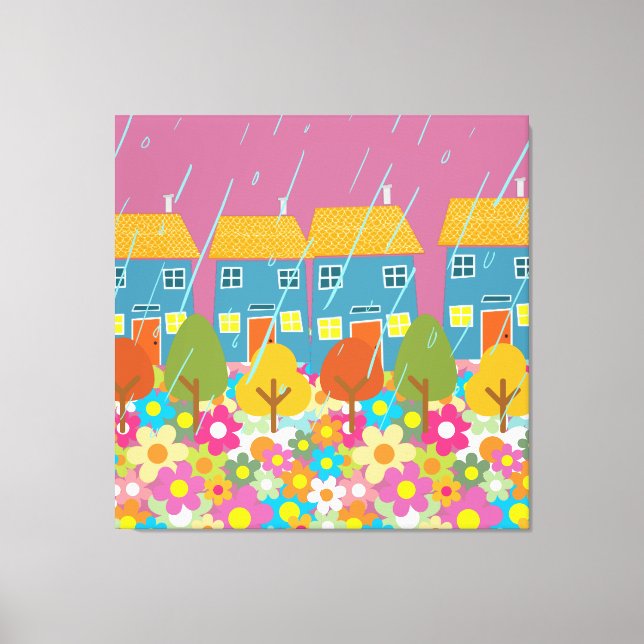 Toile Rue scandinave un jour de pluie (Recto)