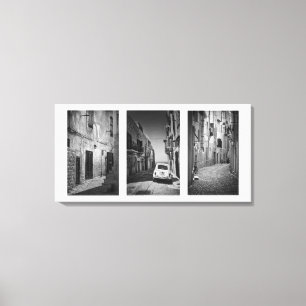 Toile Rues de la dolce vita en noir et blanc