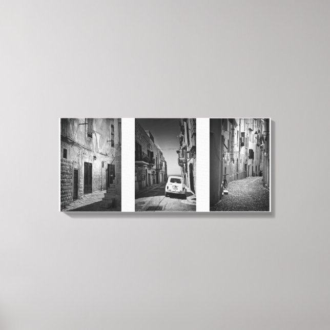 Toile Rues Dolce vita en noir et blanc (Recto)