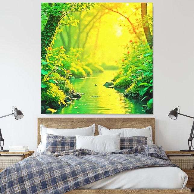 Toile Ruisseau de la forêt dorée Art paisible (Insitu(Chambre))