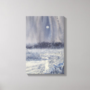 Toile Ruisseau Russe sous l'aquarelle lune Imprimer