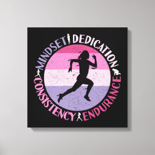Toile Running Mindset - Citation d'endurance de la fille