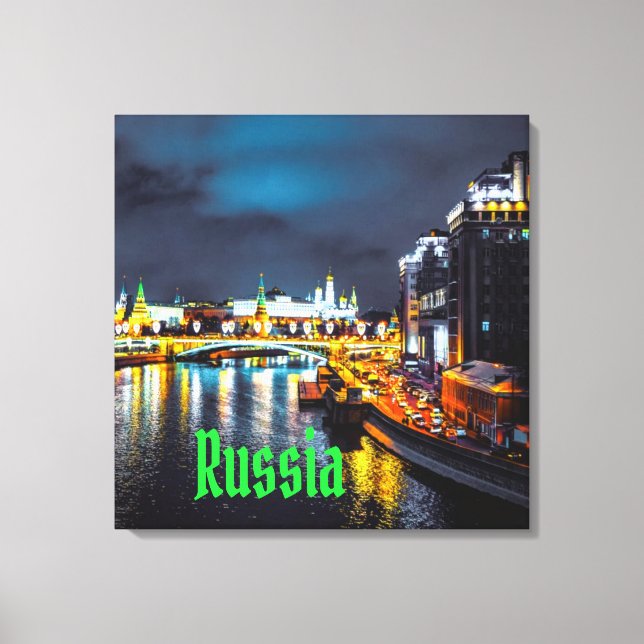 Toile Russie ou Fédération de Russie Moscou la nuit (Recto)