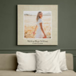 Toile Rustic Chic Graduate Photo Burlap Graduation<br><div class="desc">Personalize this simply élégant rustic chic square custom canvas design with your graduate's senior portrait, name in script, and graduation class year! Neutral frame surrounding the photo printed on the canvas and features a skinny beige border and wide background border with a natural texturel linen / burlap appearance. Display at...</div>