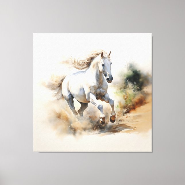 Toile Rustic Horse : Champ de rêves aquarelle peinture (Recto)