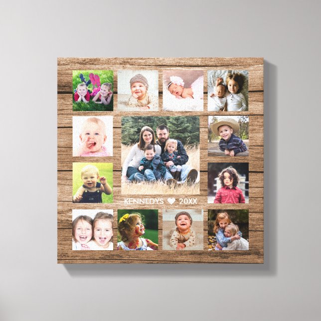 Toile Rustic Wood 13 Photo Collage Nom de famille Conser (Recto)