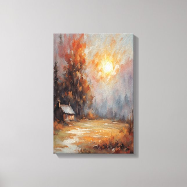 Toile Rustique Automne Cabine Paysage Automne Art (Recto)