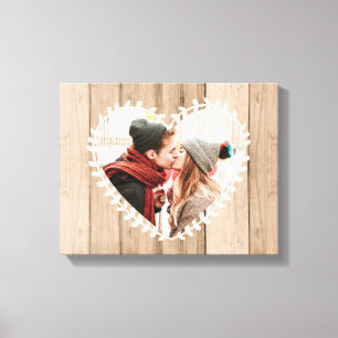 Toile rustique personnalisée de coeur de photo