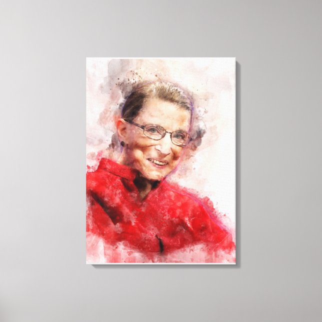 Toile Ruth Bader Ginsburg Aquarelle souriante Portrait R (Recto)