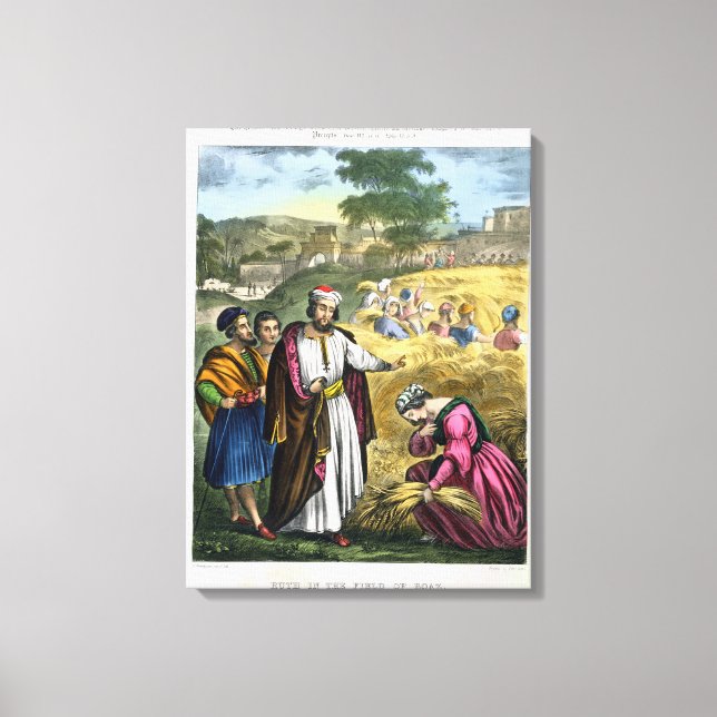 Toile Ruth in the Field of Boaz, tiré d'une bible imprim (Recto)