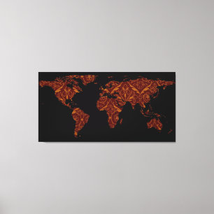 Toile Sabot floral orange et rouge de silhouette de
