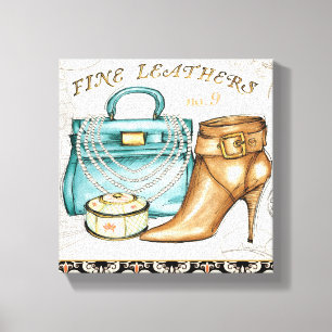 Toile Sac en cuir et chaussure fins