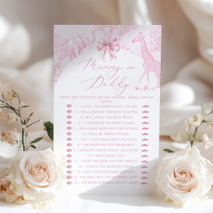 Toile Safari Mommy ou papa jeu de baby shower