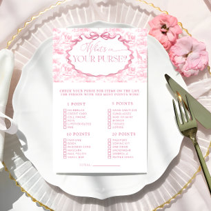 Toile Safari Whats in Your Purse Baby shower Jeu