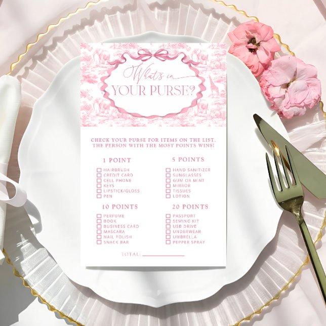 Toile Safari Whats in Your Purse Baby shower Jeu (Créateur téléchargé)