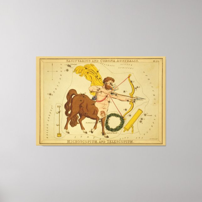 Toile Sagittaire - Signe Vintage de l'image zodiaque (Recto)