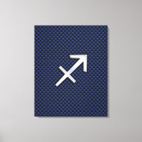 Sagittarius Zodiac Sign on Blue Carbon Fibre Print