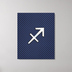 Toile Sagittarius Zodiac Sign on Blue Carbon Fibre Print