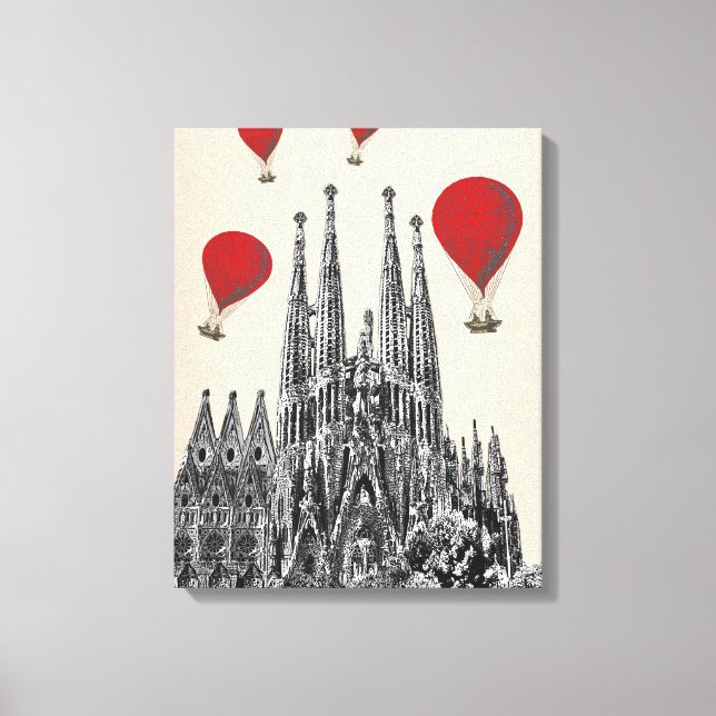 Toile Sagrada Familia et Ballons Red Hot Air (Recto)
