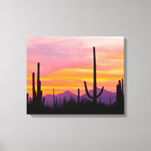 Toile Saguaro Cactus Forest at Sunset