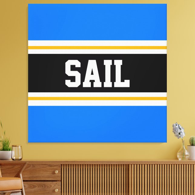Toile SAIL Bright Blue Black White Yellow Stripes de cou (Insitu(Salon))