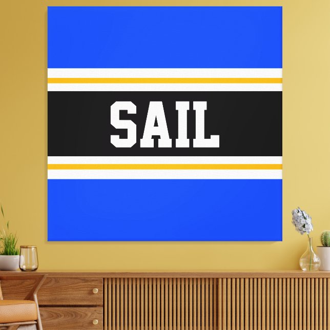 Toile SAIL Bright Blue Black White Yellow Stripes de cou (Insitu(Salon))