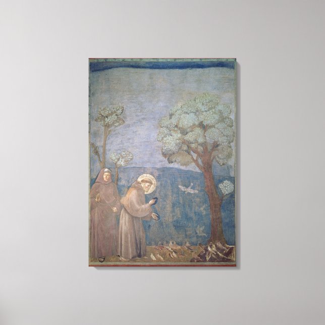Toile Saint François Prêcher aux oiseaux, 1297-99 (Recto)