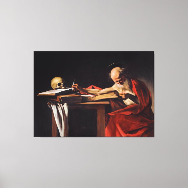 Toile Saint Jérôme Écriture par Michelangelo Caravaggio (Recto)