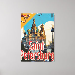 Toile Saint-Pétersbourg, Russie Affiche de voyage vintag