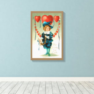 Toile Saint-Valentin vintage, garçon victorien avec des