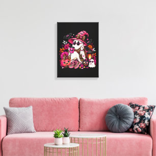 Toile Saison effrayante Mignon fantôme en chapeau de sor