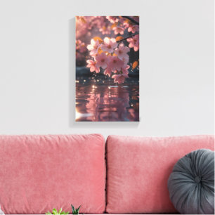 Toile Sakura Rose Fleurit Sur L'Eau   Serene Spring Nat