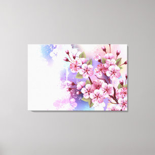 Toile Sakura rose sur la peinture Arrière - plan