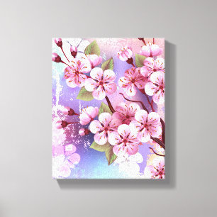 Toile Sakura rose sur la peinture Arrière - plan