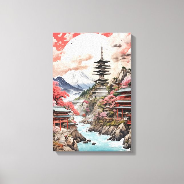 Toile Sakura Serenity - Paysage japonais traditionnel (Recto)