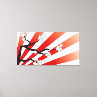 Toile Sakura Sunrise Blanc Cerise Fleurs Fleurs Zen