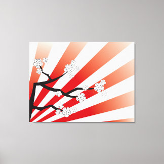 Toile Sakura Sunrise Zen Blanc Cerise Fleurs Fleurs