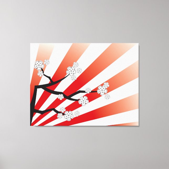 Toile Sakura Sunrise Zen Blanc Cerise Fleurs Fleurs (Recto)