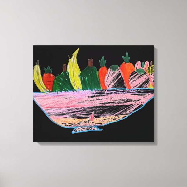 Toile Salade de fruits humoristique dessin animé (Recto)