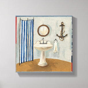 Toile Salle de bain à thème nautique