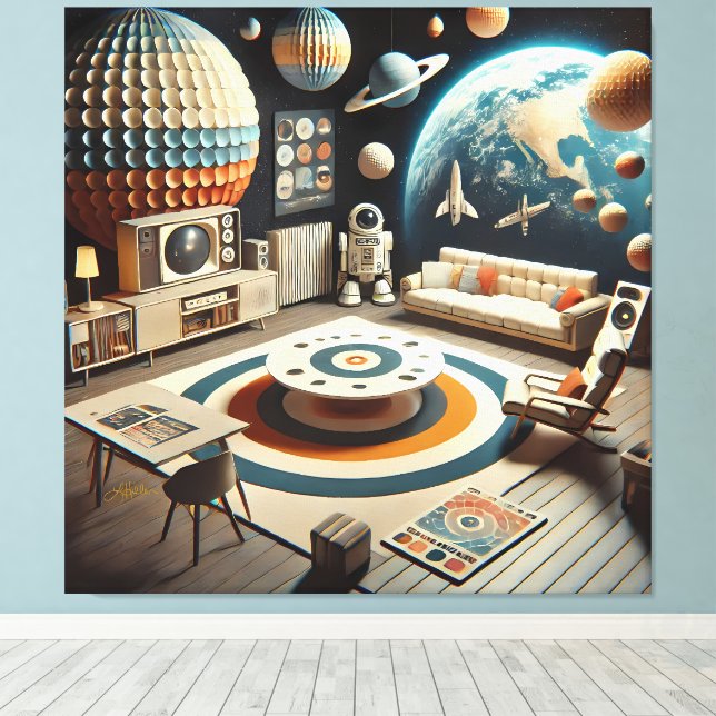 Toile Salon de jeu pour enfants de l'ère spatiale futuri (Insitu (Plancher de Bois))