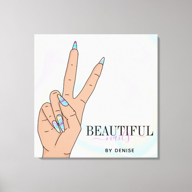 Toile salon holographique ongle femme main nails technic (Recto)