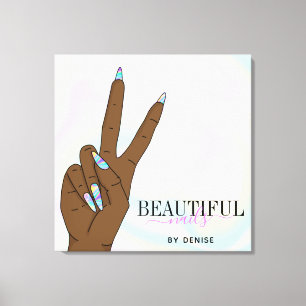 Toile salon holographique ongle femme main nails technic